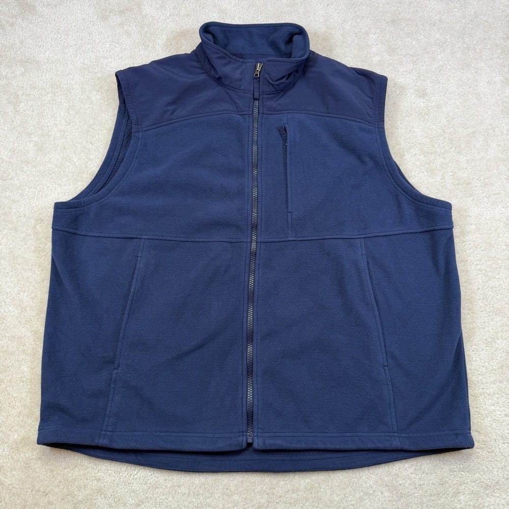 Duluth Trading Co Shoremans Fleece Gridlock Vest Mens 3XL Tall Blue